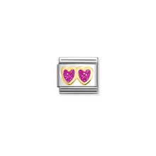 Load image into Gallery viewer, Nomination Composable Classic Link, Double Heart, Fuchsia Glitter - Product Code -  030220 13