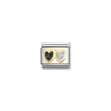 Load image into Gallery viewer, Nomination Composable Classic Link, Double Heart,  Black & Silver Glitter - Product Code -  030220 15
