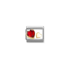 Load image into Gallery viewer, Nomination Composable Classic Link, Red CZ & Gold Hearts - Product Code - 030611 05
