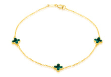 Load image into Gallery viewer, Designer 9ct Yellow Gold Malachite Petal Bracelet - Product Code - 1.29.1622