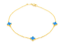 Load image into Gallery viewer, Designer 9ct Yellow Gold Turquoise Petal Bracelet - Product Code - 1.29.1632
