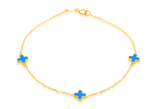 Load image into Gallery viewer, Designer 9ct Yellow Gold Turquoise Petal Bracelet - Product Code - 1.29.1632