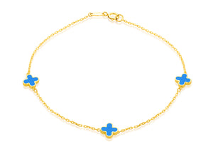 Designer 9ct Yellow Gold Turquoise Petal Bracelet - Product Code - 1.29.1632