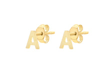 Load image into Gallery viewer, 9ct Yellow Gold 'A' Initial Stud Earrings - Product Code - 1.59.1823