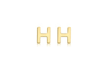 Load image into Gallery viewer, 9ct Yellow Gold 'H' Initial Stud Earrings - Product Code - 1.59.1830