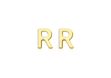 Load image into Gallery viewer, 9ct Yellow Gold 'R' Initial Stud Earrings - Product Code - 1.59.1840
