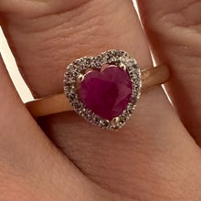 Load image into Gallery viewer, Heart Ruby & Diamond Ring - Product Code - G922