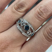 Load image into Gallery viewer, White Gold Hallmarked Blue Topaz Band Ring - Product Code - A318
