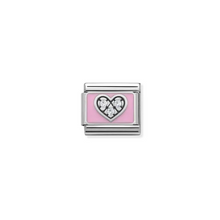 Load image into Gallery viewer, Nomination Composable Classic Link, Pink Heart in Silver Enamel & Stones - Product Code - 330306 06