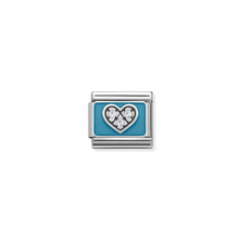Load image into Gallery viewer, Nomination Composable Classic Link, Blue Heart in Silver Enamel & Stones - Product Code - 330306 07