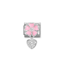 Load image into Gallery viewer, Nomination Composable Classic Link, Pink Flower with Heart Pendant - Product Code - 331814 01