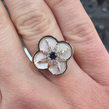 Load image into Gallery viewer, Sapphire, Diamond & Mother of Pearl Clover Shaped Ring - Product Code - R172