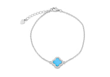 Load image into Gallery viewer, Sterling Silver Clover Style Bracelet with Turquoise & Stone Set Clover - Product Code - 8.23.8132