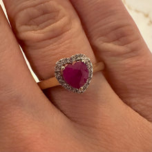 Load image into Gallery viewer, Heart Ruby & Diamond Ring - Product Code - G922