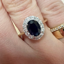 Load image into Gallery viewer, Sapphire & Diamond Hallmarked Yellow Gold Ring - Product Code - E542