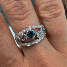 Load image into Gallery viewer, White Gold Hallmarked Blue Topaz Band Ring - Product Code - A318