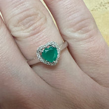 Load image into Gallery viewer, Heart Shaped Emerald &amp; Diamond Ring - Product Code - G849
