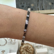 Load image into Gallery viewer, Silver Cartier Style Stone Set Bangle - Product Code - VX631