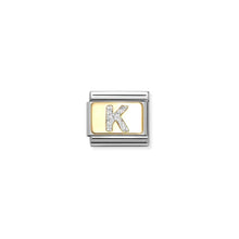 Load image into Gallery viewer, Nomination Yellow Gold with Silver Glitter Initial Charms | A - Z Available Here | CLICK HERE FOR ALL LETTERS