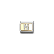 Load image into Gallery viewer, Nomination Yellow Gold with Silver Glitter Initial Charms | A - Z Available Here | CLICK HERE FOR ALL LETTERS