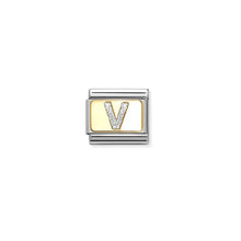 Load image into Gallery viewer, Nomination Yellow Gold with Silver Glitter Initial Charms | A - Z Available Here | CLICK HERE FOR ALL LETTERS