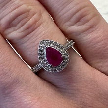 Load image into Gallery viewer, Pear Shaped Ruby & Diamond Designer Ring - G828