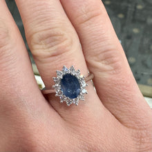 Load image into Gallery viewer, Sapphire & Diamond White Gold Ring - Product Code - R111