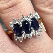 Load image into Gallery viewer, Diamond and Oval Sapphire Yellow Gold Ring - Product Code E537