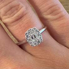 Load image into Gallery viewer, 18ct White Gold Emerald & Round Diamond Designer Ring - Product Code - B474 - Pre Order Available with 4 - 6 week lead time