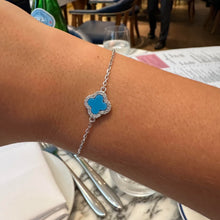 Load image into Gallery viewer, Sterling Silver Clover Style Bracelet with Turquoise & Stone Set Clover - Product Code - 8.23.8132