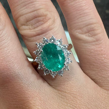 Load image into Gallery viewer, Natural Fine Quality Oval Emerald & Diamond 18ct Yellow Gold Ring - Product Code - R162