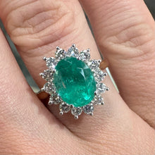 Load image into Gallery viewer, Natural Fine Quality Oval Emerald & Diamond 18ct Yellow Gold Ring - Product Code - R162