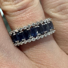 Load image into Gallery viewer, Yellow Gold Hallmarked Sapphire & Diamond Band Ring - Product Code - E539