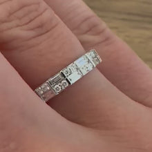 Load and play video in Gallery viewer, 18ct White Gold Baguette & Round Diamond Band - Product Code - B472