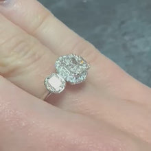 Load and play video in Gallery viewer, One Only, Two Carat, Cushion Diamond Trilogy Designer Ring - Product Code - E621
