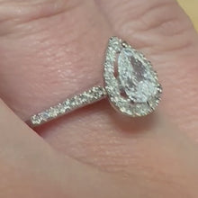 Load and play video in Gallery viewer, 18ct Pear Cut Diamond Halo Ring - Product Code - G854