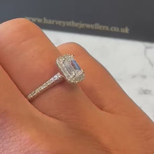 Load and play video in Gallery viewer, 18ct White Gold Emerald Cut Diamond Ring - Product Code - G856