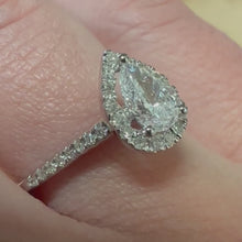 Load and play video in Gallery viewer, 18ct Pear Cut Diamond Halo Ring - Product Code - G854