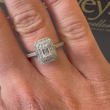 Load and play video in Gallery viewer, 18ct White Gold Emerald Cut Diamond Ring - Product Code - G865