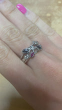 Load and play video in Gallery viewer, Diamond, Ruby and Sapphire Designer Band Ring - Product Code - D33