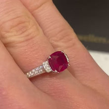 Load and play video in Gallery viewer, White Gold Red & White Stone Set Ring - VX533