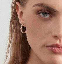 Load image into Gallery viewer, CHIC & CHARM JOYFUL HOOP EARRINGS, WHITE AND LIGHT BLUE STONES - Product Code - 148636 020