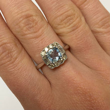 Load image into Gallery viewer, Aquamarine & Diamond White Gold Ring - Product Code - E588