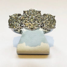 Load image into Gallery viewer, Diamond White Gold Halo Trilogy Ring