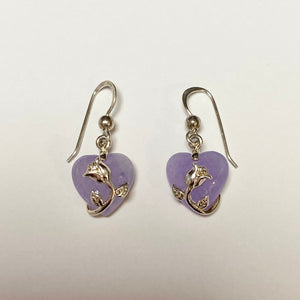 Purple Jade heart Shaped Earrings - Product Code - M815