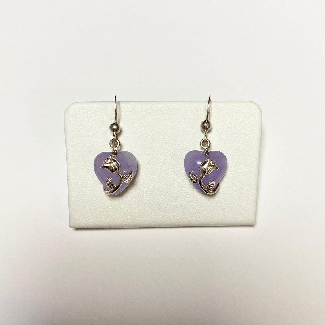 Purple Jade heart Shaped Earrings - Product Code - M815