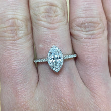 Load image into Gallery viewer, 18ct Hallmarked White Gold Marquise & Round Brilliant Cut Diamond Designer Ring - Product Code - G687