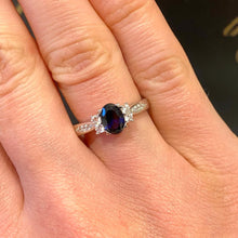 Load image into Gallery viewer, White Gold Blue & White Stone Set Ring - VX536