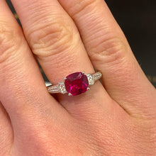 Load image into Gallery viewer, White Gold Red & White Stone Set Ring - VX533