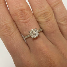 Load image into Gallery viewer, 9ct White Gold Hallmarked Diamond Halo Designer Ring With Diamond Shoulders - Product Code - G663